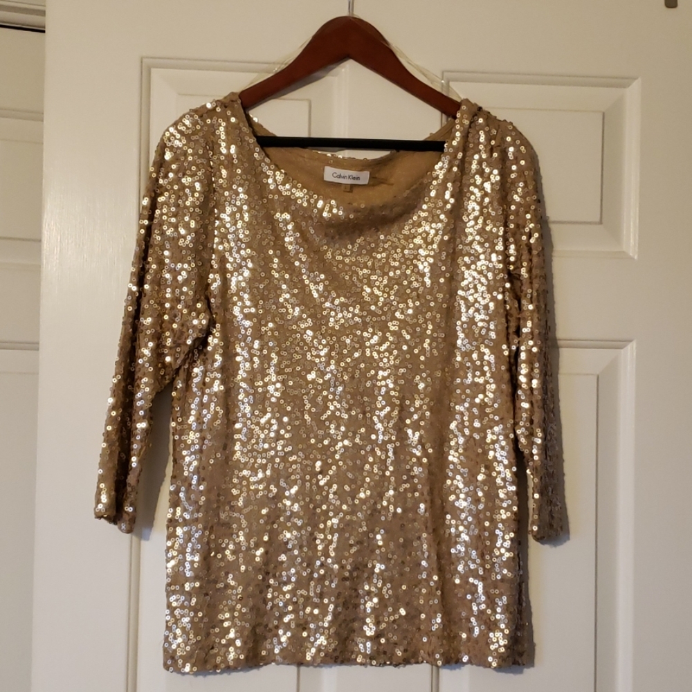 Calvin Klein Gold Sequin Shirt